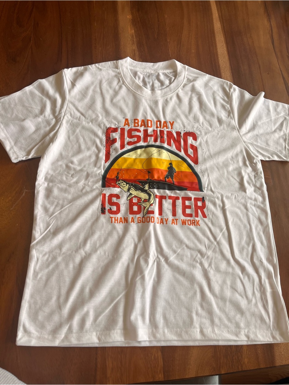 White Fishing Graphic Tee - 'A Bad Day Fishing'